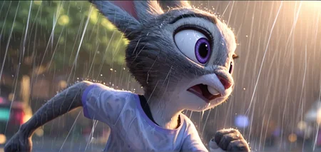 <lora:judyhopps-v3-Yiffy:0.8> judyhopps, judyciv, white shortsleeve shirt, solo, depth of field, bokeh, ears back, running, rain, BREAK best quality, high quality, masterpiece