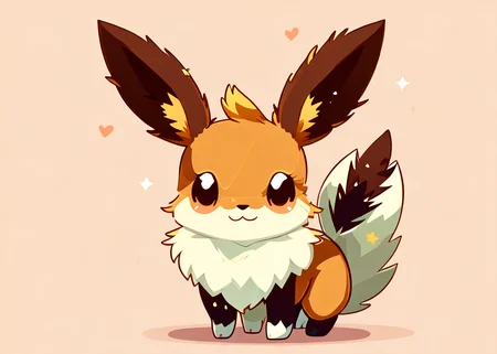 vector art of a cute happy eevee