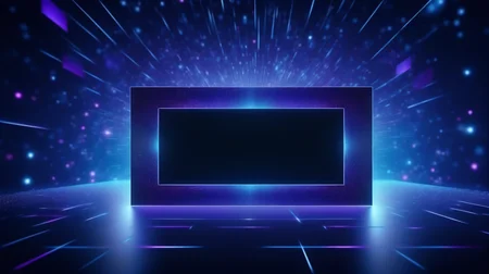 Blank box in the middle of the screen, blue light at the edge of the box, holography, Particles, Abstract, Blue and Purple, Tech Style, j_background