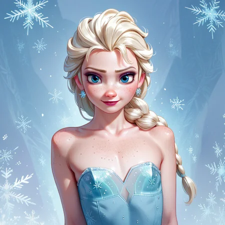 score_9, score_8_up, score_7_up, score_6_up, score_5_up, score_4_up, Elsa, Frozen, flat chest, freckles,. freckled chest, posing,