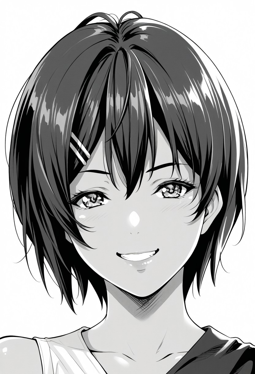score_9, score_8_up, score_7_up, source_anime,(extremely detailed CG), (best quality), monochrome, greyscale,
maturi,face,smile,
