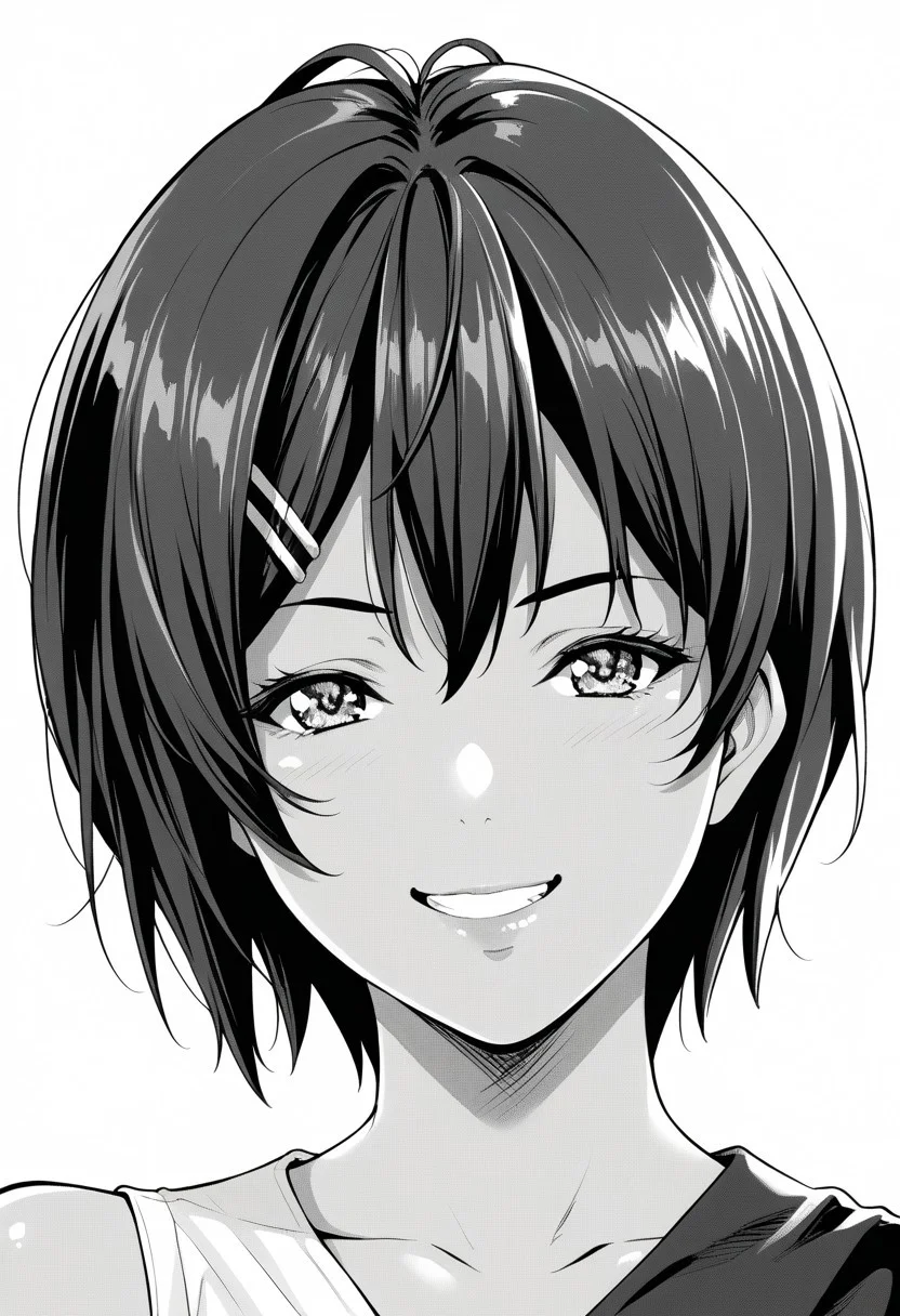 score_9, score_8_up, score_7_up, source_anime,(extremely detailed CG), (best quality), monochrome, greyscale,
maturi,face,smile,