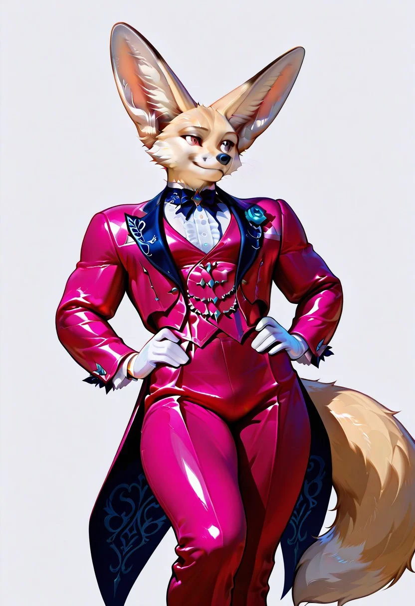 AnthroFennec, score_9, score_8_up, rating_safe,
1boy, big muscles, slender hips, haute couture suit, weight on one leg, hands on hips, smile, dynamic angle