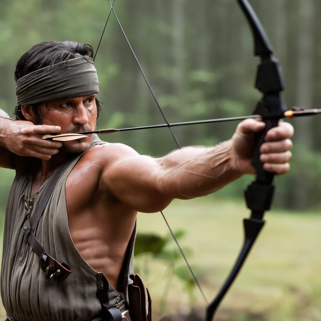 cinematic film still of  <lora:Kodak Motion Picture Film Style v4:1>
Best Cinematic Picture of  Rambo a man shooting an arrow with a bow in font of camera with perfect light on Kodak Motion Picture Film Style, shallow depth of field, vignette, highly detailed, high budget, bokeh, cinemascope, moody, epic, gorgeous, film grain, grainy