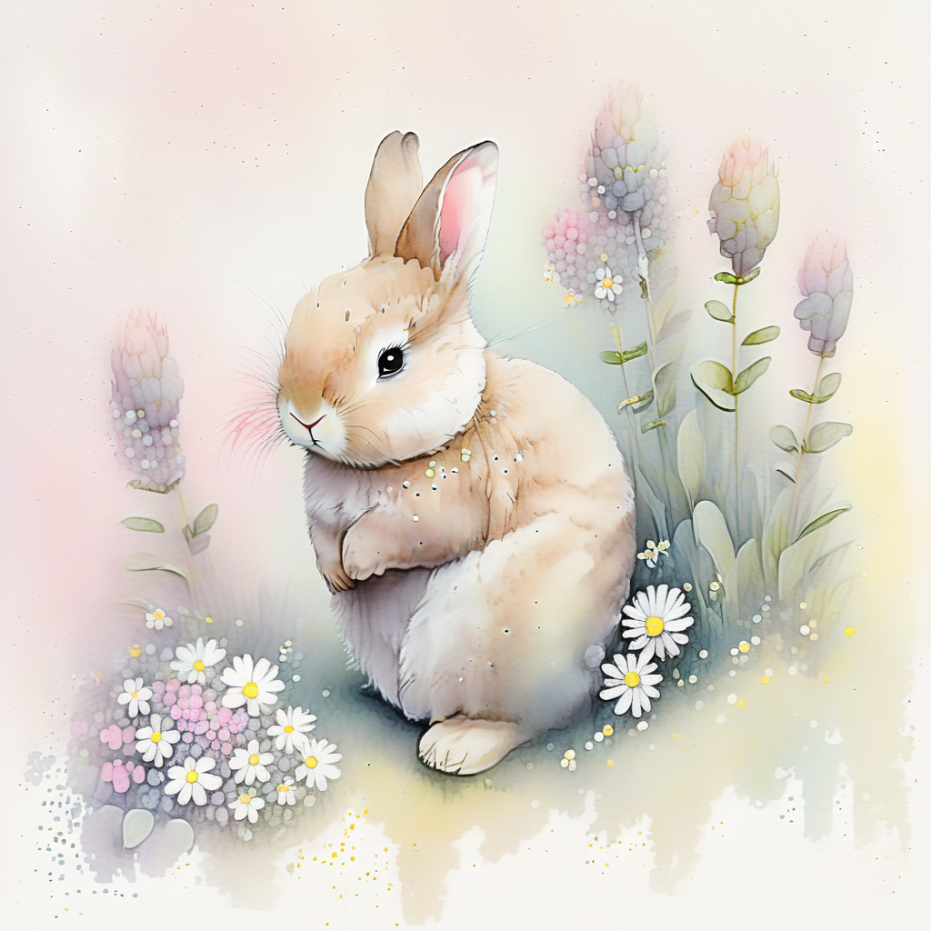 Bunny,pastel,flowers