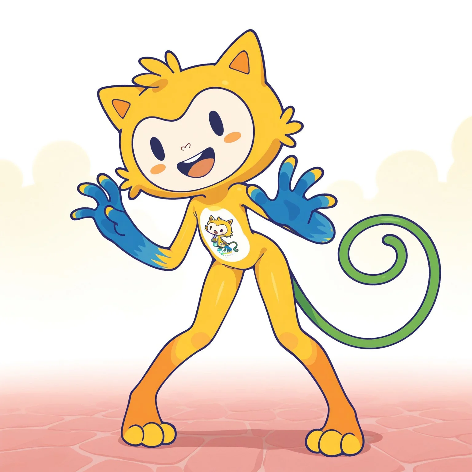 masterpiece, best quality, amazing quality, vini2016, solo, full body, furry, colored skin, animal ears, black eyes, solid oval eyes, blush stickers, smile, open mouth, tail