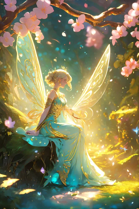 <lora:feyandfairies-ericheisner:1.00> 1girl, fairy wings, long grecian dress, summer time, forest, magical, FeyFa, masterpiece, 8k, high resolution, shallow depth of field, sharp focus