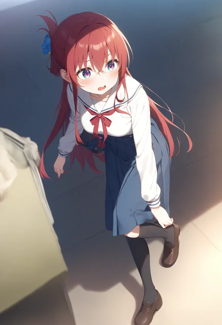 1girl,sincos, ningen mame, toosaka asagi,solo,medium breasts,school uniform,
adjusting footwear,adjusting clothes,putting on shoes,shoes,<lora:adjustingfootwear_XL_v1:0.8>
ceiling, full body, looking away, red hair, pink eyes,confused, pasture, open mouth, folded ponytail hair,,
best quality, very aesthetic, absurdres