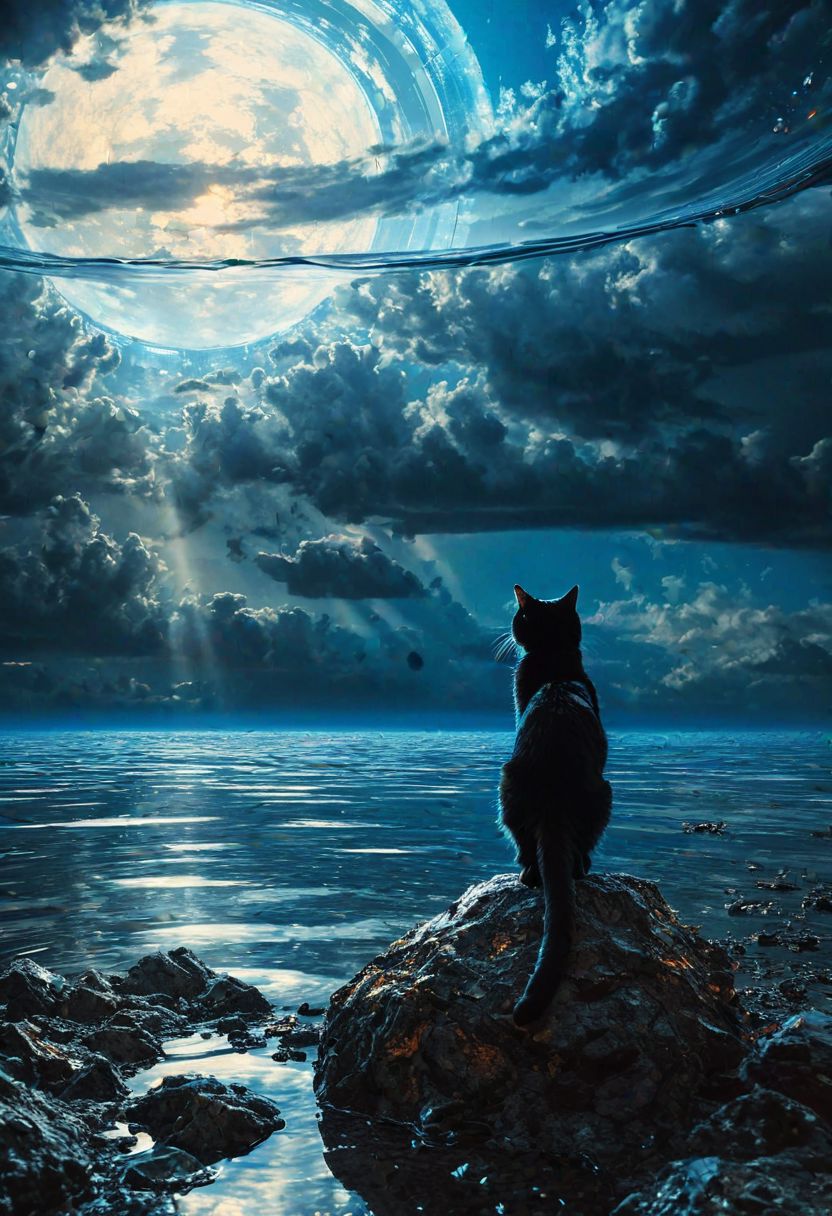 (The black cat of hell) (ingenious opus magnum by Michael Vincent Manalo and Elvira Vigna:1.2), , high key with glistening light, cosmic anddireful and dramatic atmosphere, (zestful quinacridone nickel azo gold and electricblue color swatch:0.1), raw details, crisp details, bokeh lights, <lora:xl_more_art-full_v1:0.6> ,analog photo, full body,, tall height, (on the knees)(analog photo:1.2),((dynamic pose:1.2),(dynamic camera),(amateur photo:1.3,art retouch,, analog photo), (close-up) rodian alien Snorkeling ,alien planet,(sci-fi:1.5), spaceship, mineralogical fractal, mutation black petals, nuclear reactor interior, photorealistic surrealism tangka, (film grain:1.2), abstract collage,(masterpiece, high quality, fisheye:1.2), blue sky, , epic clouds, (oil on canvas:0.2), , art by Jeremy Mann, god rays, dramatic light,    ,  (art by Eduard Wilhelm Pose and Master of the Holy Blood and Ivan Bilibin:1.1),  symmetry and balance, pioneering unparalleled masterwork with superior details, <lora:MJ52:0.90> <lora:xl_more_art-full_v1:0.4> <lora:RMSDXL_Creative:1>