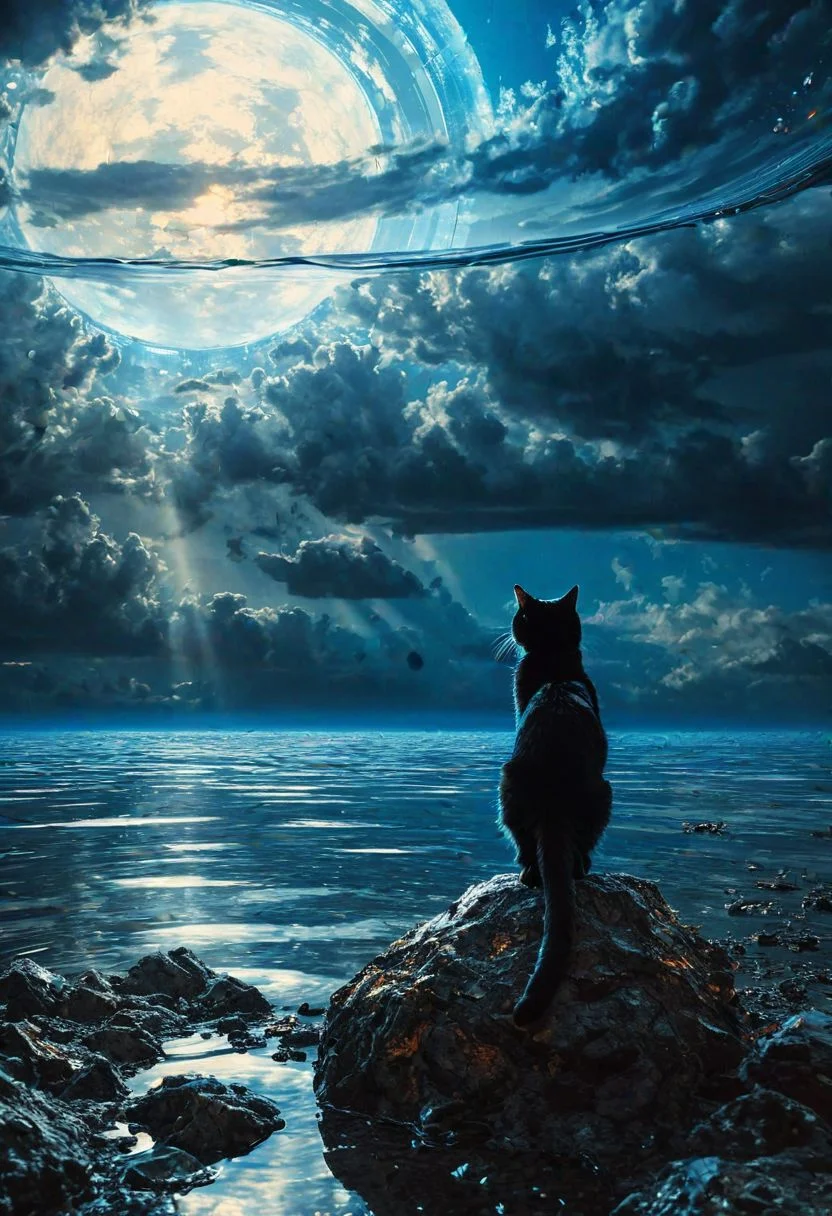 (The black cat of hell) (ingenious opus magnum by Michael Vincent Manalo and Elvira Vigna:1.2), , high key with glistening light, cosmic anddireful and dramatic atmosphere, (zestful quinacridone nickel azo gold and electricblue color swatch:0.1), raw details, crisp details, bokeh lights, <lora:xl_more_art-full_v1:0.6> ,analog photo, full body,, tall height, (on the knees)(analog photo:1.2),((dynamic pose:1.2),(dynamic camera),(amateur photo:1.3,art retouch,, analog photo), (close-up) rodian alien Snorkeling ,alien planet,(sci-fi:1.5), spaceship, mineralogical fractal, mutation black petals, nuclear reactor interior, photorealistic surrealism tangka, (film grain:1.2), abstract collage,(masterpiece, high quality, fisheye:1.2), blue sky, , epic clouds, (oil on canvas:0.2), , art by Jeremy Mann, god rays, dramatic light,    ,  (art by Eduard Wilhelm Pose and Master of the Holy Blood and Ivan Bilibin:1.1),  symmetry and balance, pioneering unparalleled masterwork with superior details, <lora:MJ52:0.90> <lora:xl_more_art-full_v1:0.4> <lora:RMSDXL_Creative:1>