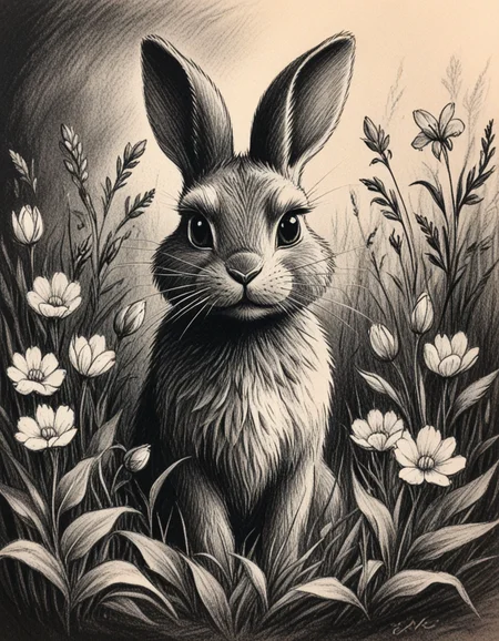 novuschroma71 cat bunny with flowers charcoal drawing <lora:novuschroma71 style:1>, <lora:sdxl_lightning_8step_lora:1>