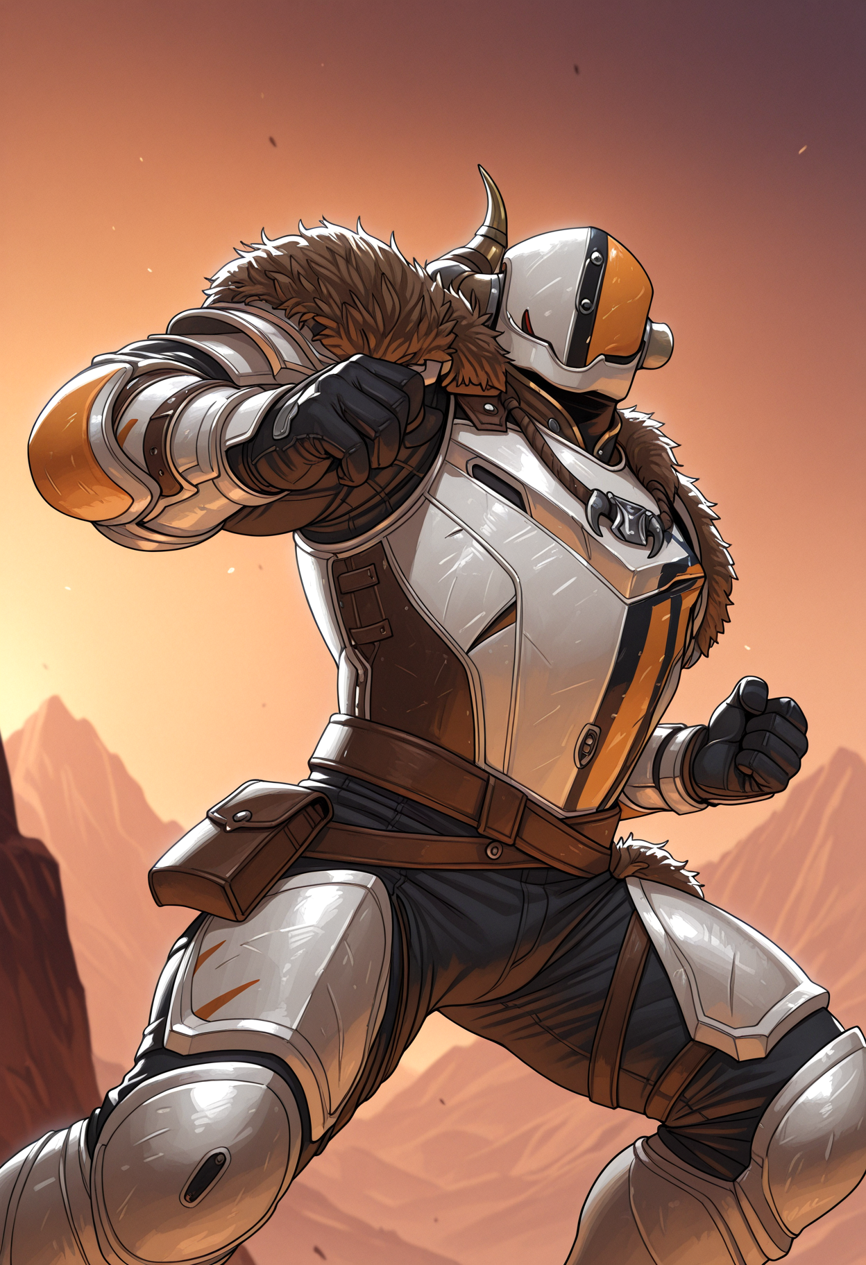 outside, solo, male focus, lordsh4xx, armor, muscular, dynamic pose, detailed, perfect anatomy, masterpiece, best quality, good quality, newest, recent, modern, aesthetic, <lora:illustriousXL_stabilizer_v1.7:0.8> <lora:LordShaxx_Destiny_V1_ILXL:1>