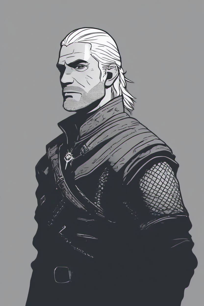 <lora:PE_HighContrastStyle:0.8> PEHighContrast,simple background,flat color,monochrome,
Geralt of Rivia