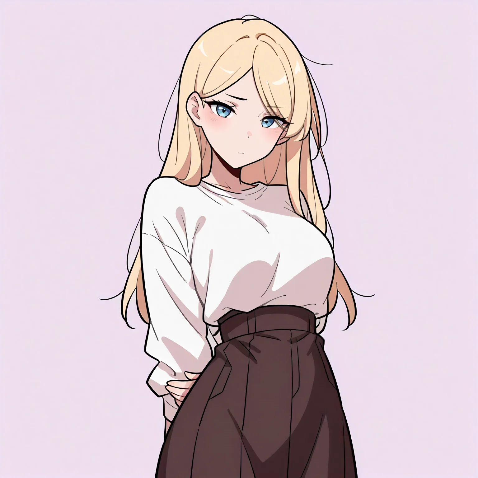 <lora:style_nyanmix_styleXLIllustrious001>,
masterpiece,best quality,good quality,newest,
simple background,nyanmix_style,
looking at viewer,
1girl,blonde hair,long hair,
white shirt,high-waist_skirt,