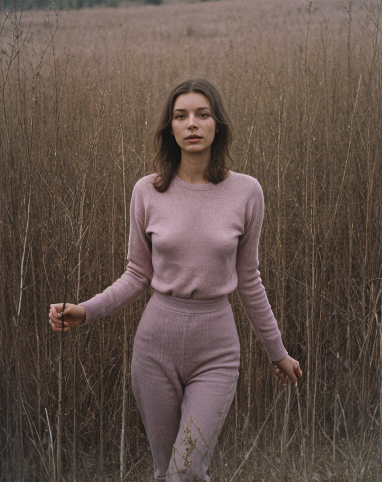 female , (nsfw:0.1) , brown, by Andrei Tarkovsky, moderate purplish pink, French pink