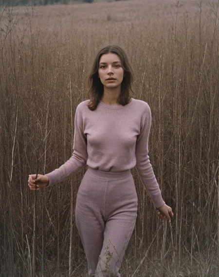 female , (nsfw:0.1) , brown, by Andrei Tarkovsky, moderate purplish pink, French pink