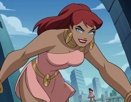 score_9, score_8_up, score_7_up, source_anime,
giganta, <lora:giganta-dcau-ponyxl-lora-nochekaiser:1>,
giganta, blue eyes, red hair, dark skin, dark-skinned female, makeup, lipstick, ponytail,
dress, jewelry, earrings, bracelet, pink dress,
outdoors, cityscape, bent over, smile,
looking at viewer, solo, dutch angle, cowboy shot,