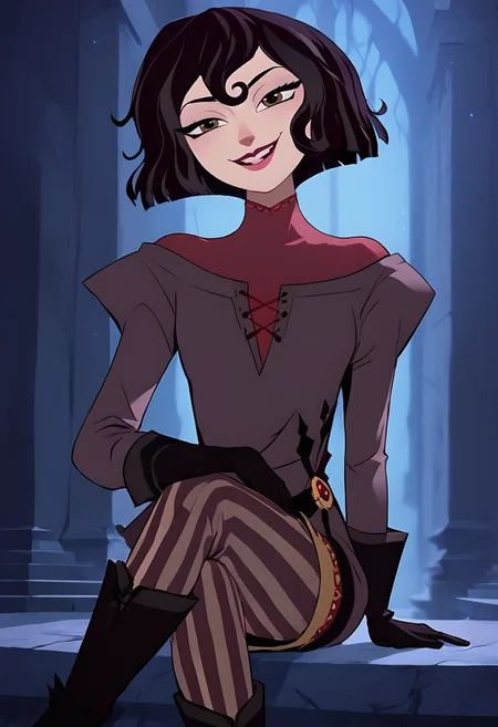 score_9, score_8_up, score_7_up,score_6_up, source_anime,g4n1m3, <lora:g4n1m3XLP:1>
BREAK
cassandra, 1girl,black hair,dress, short hair,sitting,gloves, crossed legs, seductive smile,brown eyes,striped pants, <lora:cassandra-07:1.0>