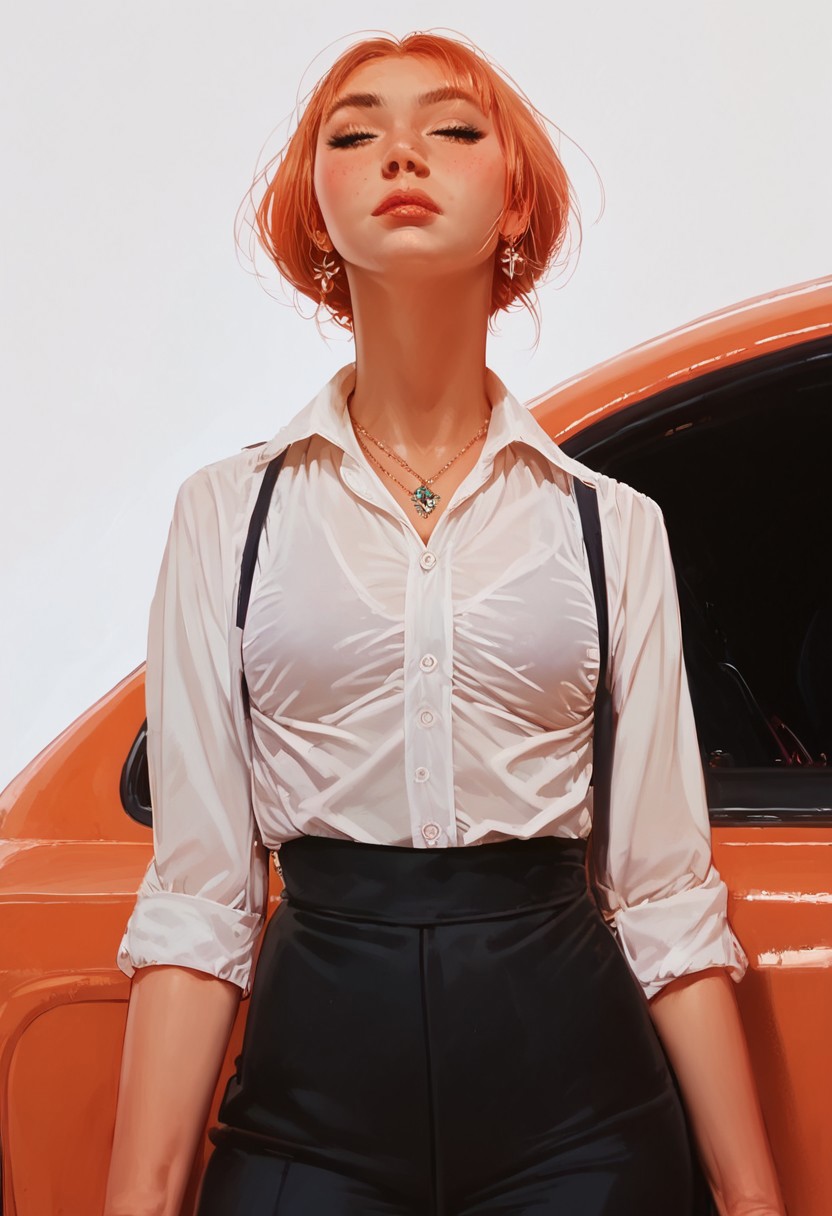 score_9, score_8_up, score_7_up, score_6_up, score_9, score_8_up, score_7_up, score_6_up, masterpiece, business_outfit, 1GIRL, SOLO,  ground vehicle, next_to_car, business_outfit