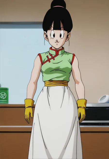 708, score_9, score_8_up, score_7_up, score_6_up, score_5_up, score_4_up, uncensored, 3D, blender, BREAK, chichi from dragon ball z,
, shiny skin, detailed eyes, (bubble butt), wide hips, thick thighs, hyper hips, small breasts,pery breasts, gigantic ass, voluptuous, venus body, kitchen, quarter angle view, thin waist, slim waist,, smug, , Yelftea style, light green shirt, white apron, yellow gloves