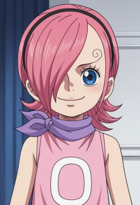 score_9, score_8_up, score_7_up, source_anime,anime screencap, anime coloring,intricate details,rating_safe, masterpiece, best quality,
(best quality, absurd res, ultra detailed),1girl, ((solo)), good eyes,perfect eyes,,detailed eyes, zPDXLxxx , zPDXL3,detailed, detailed face, <lora:add-detail-xl:3>,(4 finger)
BREAK
<lora:reiju:0.8>, reiju, 1girl, child, blue eyes, pink hair, hairband, hair over one eye, purple neckerchief, pink dress, sleeveless,outfit2,
BREAK
solo, indoors, standing, front view,
smirk,
