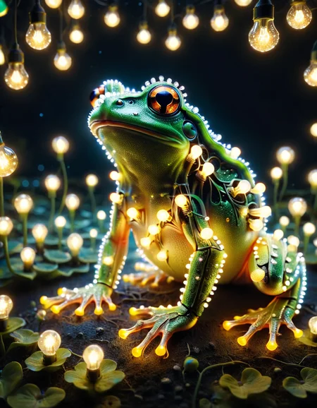 macro photo, a beautiful frog, glowing lights, beautiful magical sparkles, vibrant whimsical colors <lora:ral-lgtblb-sdxl:1> ral-lgtblb