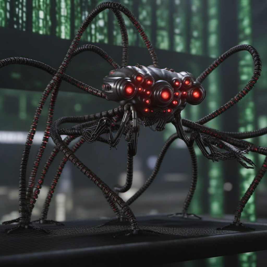 SentinelsMatrix1024, a spider robot, in the matrix, highly detailed, photography, ultra sharp, film, bokeh, professional, 64k    <lora:SentinelsMatrix1024:0.8>