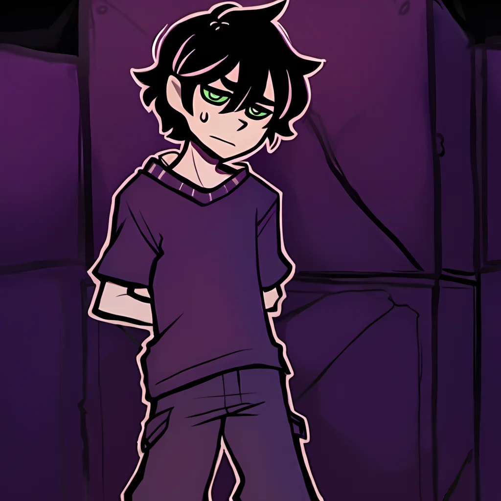 score_9,score_8,score_7,source_general,
by nemlei,the coffin of andy and leyley,
1boy,andrew graves,black hair,green eyes,sad,short hair,standing,crate,on crate,warehouse,pants,looking at viewer,hand on crate,shaking crate,child,male child,purple shirt,sweatdrop
<lora:ponyxl-the_coffin_of_andy_and_leyley-style-v03:1>