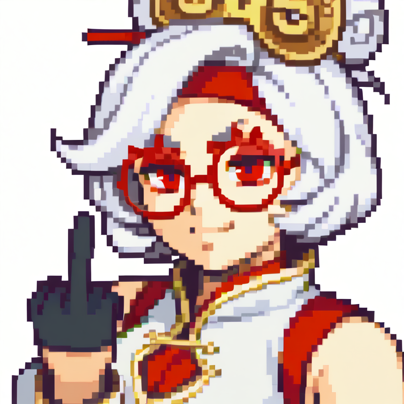 score_9, score_7_up BREAK  fegbaportraits, portrait, white background,purah,hair ornament, red headband, red glasses, sleeveless shirt, white coat,,gloves,.smug,closed mouth,middle finger,red eyes  <lora:zs_FEGBAPortraitsXL:0.8> <lora:purah-pdxl-nvwls-v1:0.8>