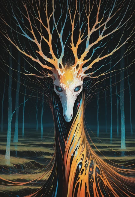 solo, looking_at_viewer, blue_eyes, tree, eyelashes, no_humans, close-up, 1other, branch, yellow_theme, surreal, abstract, eye_focus, 748cmstyle,seb mckinnon , masterpiece, best quality, amazing quality, very aesthetic, absurdres, newest, detailed, realistic, scenery, (volumetric lighting)