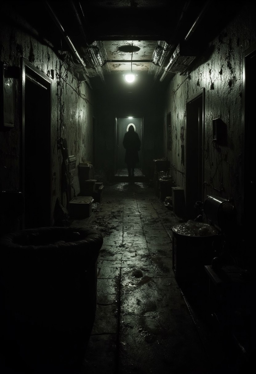 Basement darkness, evil entity, creepypasta. Niko Anttila. Jerem Mann, Charles Dana Gibson, Mark Demsteader, Paula Headley, mysterious, modern vintage.