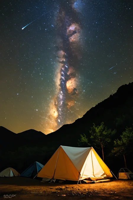 score_9, score_8_up, score_7_up, zPDXL2, <lora:MilkyWay:1>, (((night))), night sky, ((stars)), milky way,
1girl, cute face, camping