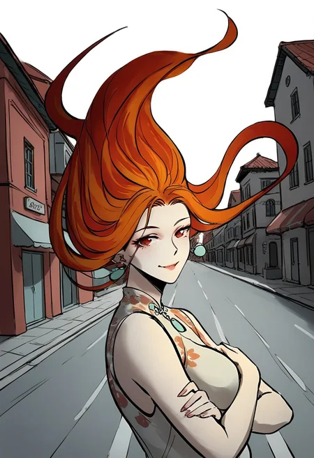 score_9, score_8_up, score_7_up,(very aesthetic:1.2),masterpiece ,high quality,detialed,best quality,perfect anatomy,beautiful detailed eyes
BREAK
looking at viewer,upper body,from side,
BREAK
b1f4ngl0ng,red eyes,orange hair,floating hair,seductive smile
BREAK
leaning back,on the wall,crossed arms
BREAK
outdoors,chinatown,road