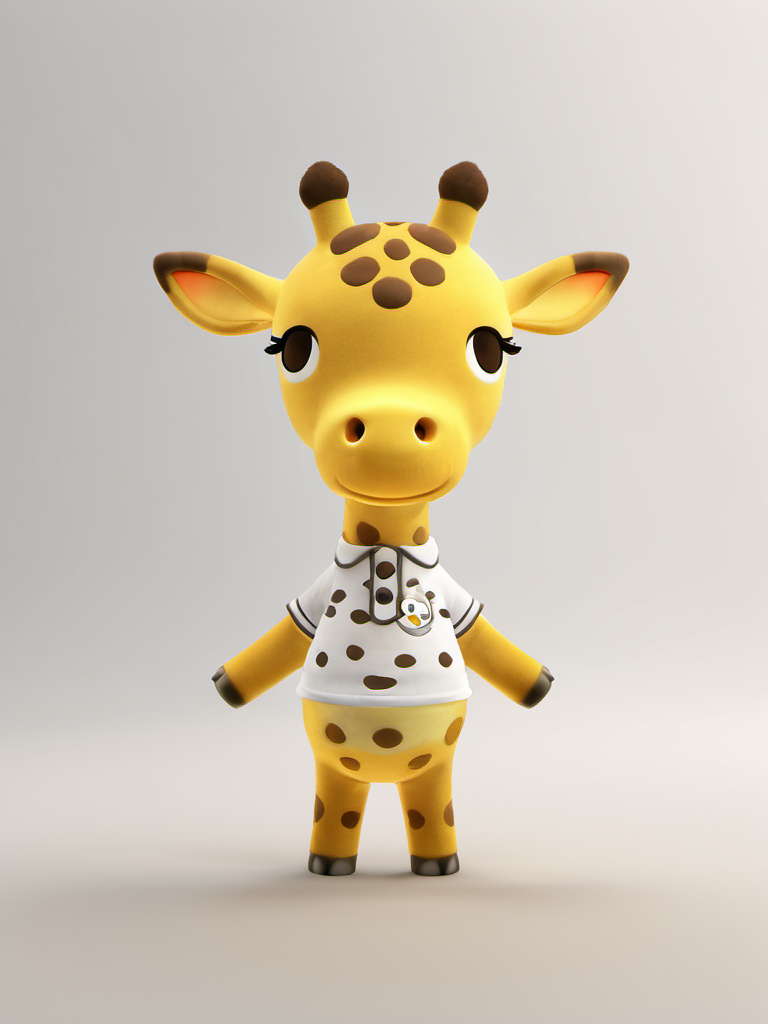 best quality,master piece, acs style,highly detailed,octane render, highly detailed, volumetric, dramatic lighting,simple background,close up of a cute Giraffe wear white t-shirt ,<lora:acs-000015:0.9>