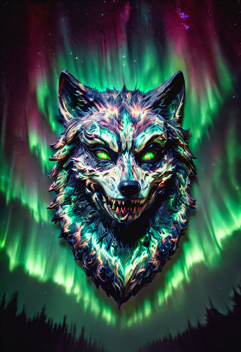 morph-aurora,Photograph of a heist mask shaped like a wolf with horror design. <lora:aurora_0_100_V1-000009:1>