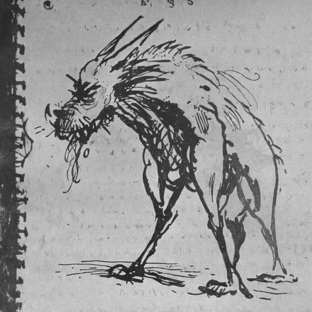 grabianski-sk surrealistic creature, sketch<lora:grabianski-sk:1>