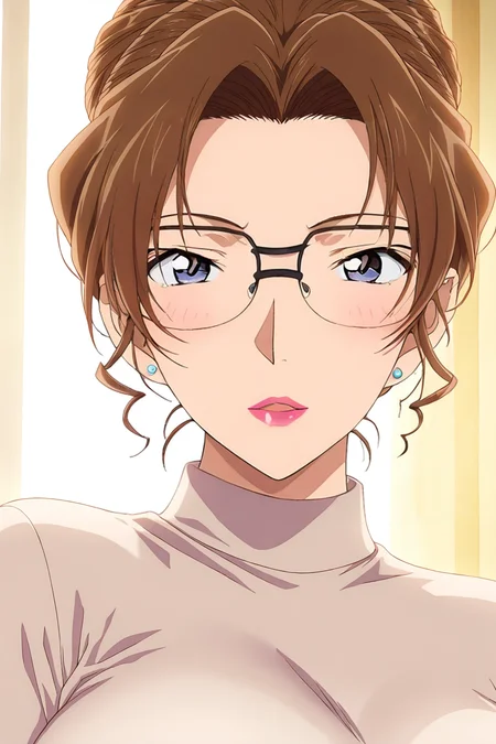1girl,mature female,milf,huge breasts,portrait,looking at viewer,
Best quality,masterpiece,soft light,official art,high quality,highres,absurdres,epic scene,natural textures,<lora:Kisaki Eri IL V2:1>,kisaki eri,glasses,hair bun,single hair bun,brown hair,earrings,jewelry,lipstick,