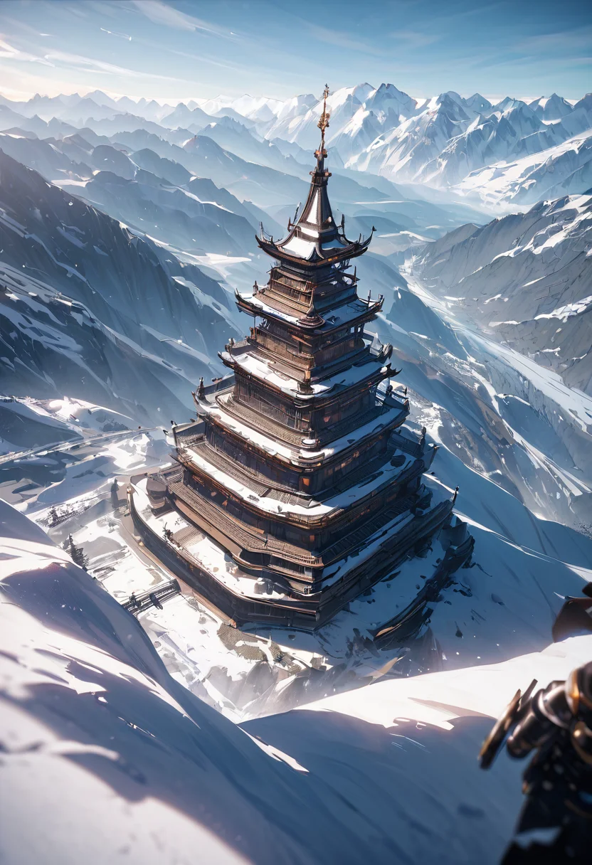 score_9, score_8_up, score_7_up, scope_6_up, masterpiece, best quality, anime, source_anime, zPDXL3,High-Angle Shot, A mountain pass carved by ice and wind. Glaciers tower above, their crevasses treacherous. Avalanches roar down the slopes, threatening to crush any who dare venture forth. Yet, a band of adventurers presses on, seeking untold riches. In the distance, a yeti watches from the safety of the snow, its eyes glowing in the gloom.,Flash combined with a slow shutter speed for light trails (Light Trails).,1girl Sitting cross-legged on the floor looking away wearing Neon Yellow Bell-sleeve top with Medium orange Linen button-front skirt,Pink and pastel purple dip dye Classic Finger Waves with Gem Hairpin,Sadness,medium breasts