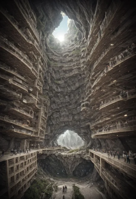 otclillsn, a strange and impossible to solve mountain glued to a gravitational motherboard tilted 454,78 degree upside down, baffling optical illusion, disorienting angle, surreal ,<lora:xl_more_art-full_v1:1>,(Inspired by Lebbeus Woods), (Large Files, Ultra Realistic, 4k, 8K, 16k, FHD, HD, VFX, Perfect, Photography, composition, Architecture Sales Photography, Architecture Competition, Ultra High Resolution, Cinematography, High Resolution Image:1.1), OverallDetail, Stacked volumes, Caves, ruins, structures, settlements, landscapes, Void volumes, Vertical decoration, OverallDetail, futureurban, vertical, Stacked, caveruinsPOV