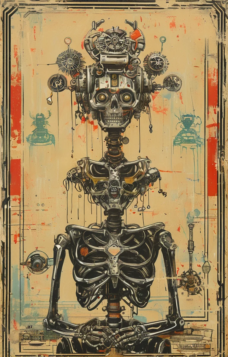 masterpiece,best quality,<lora:tbh238-sdxl:0.9>,illustration,style of Ravi Zupa, portrait of Housework robots