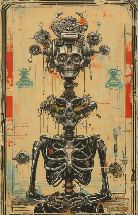 masterpiece,best quality,<lora:tbh238-sdxl:0.9>,illustration,style of Ravi Zupa, portrait of Housework robots