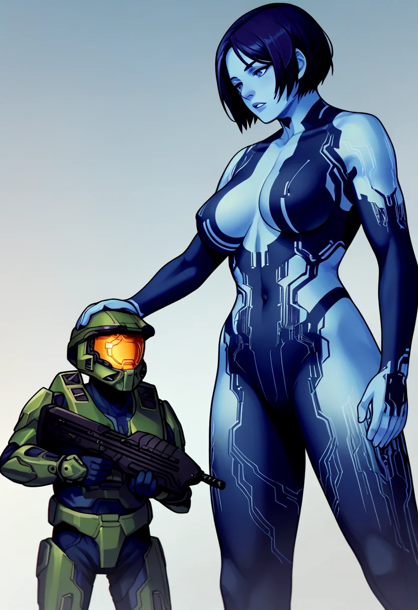 score_9, score_8_up, score_7_up, score_6_up, source_anime, 1boy, 1girl, male focus, standing, size difference BREAK
cortana, blue skin, parted lips, looking at another BREAK
<lora:masterchief-halo-richy-v1_pdxl:1> masterchief, helmet, visor, assault rifle, holding, power armor, standing