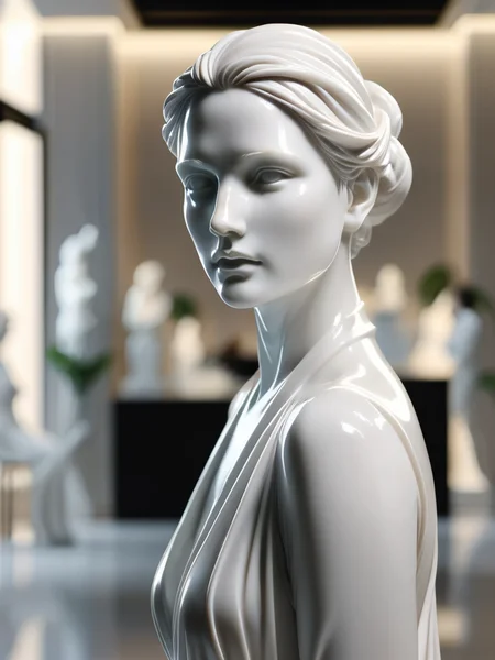 a statue of a woman with a flowing hair <lora:ral-porcelain-sdxl:1> ral-porcelain