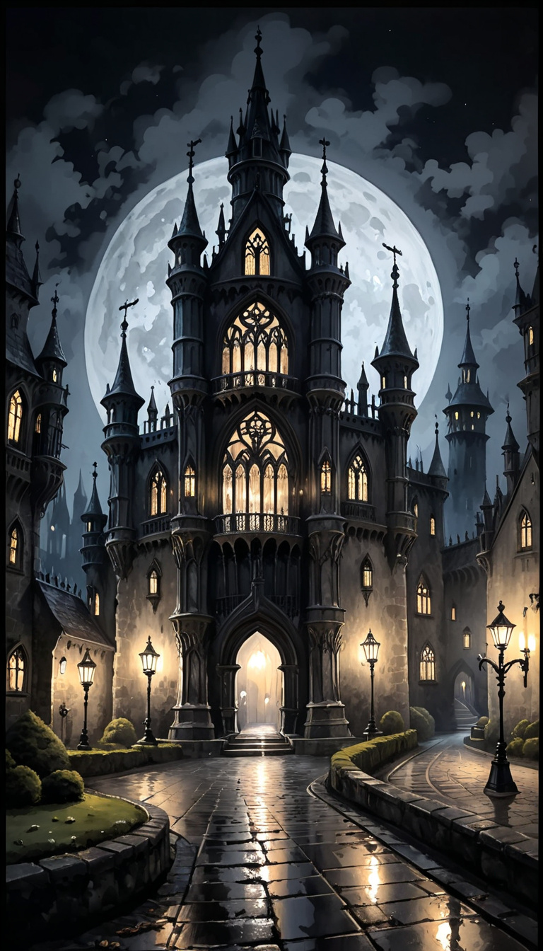 positiv Clip L:
(Paint a cursed Gothic castle courtyard at night)  (Cute and fluffy anime style)     ,   
positiv Clip G:
watercolor painting  . vibrant, beautiful, painterly, detailed, textural, artistic, Ink Dripping Drawing, ink drawing, dripping ink, Japanese Ink Drawing, ink drawing, inkwash, Japanese Ink Drawing (Paint a cursed Gothic castle courtyard at night)  (Cute and fluffy anime style)     ,