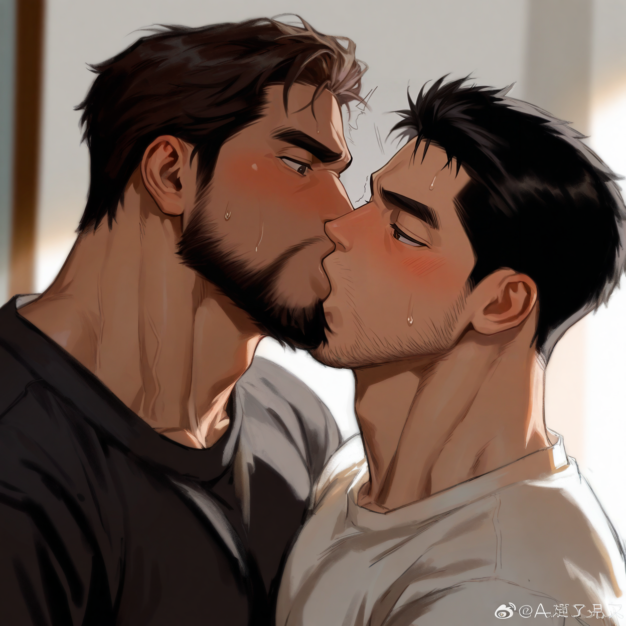 <lora:forcedkiss_illus-07:.75>, ((forced kiss, 2boys))
(very short hair, beard, bara, mature, facial hair, stubble, beard, full beard, sideburn, beard, a lot of beard, ), facial hair,male focus, muscular male, muscular male, bara, mature,  bara, mature, aixiwuganda_(20222192), very awa, masterpiece, best quality, absurdres, newest, perfect quality, detailed background, intricate details,
<lora:slider_Body Type_alpha1.0_rank4_noxattn_last:3><lora:Anime Summer Days 2 Style SDXL_LoRA_Pony Diffusion V6 XL:.6><lora:slider_cfg_scale_boost:.7><lora:Artist6p:.55>, Artist6p, Artist04p,<lora:slider_il_brightness_slider_d1:-1><lora:slider_il_contrast_slider_d1:-1><lora:slider_DarkSlider1.2_alpha1.0_rank16_full_300steps:-.6>