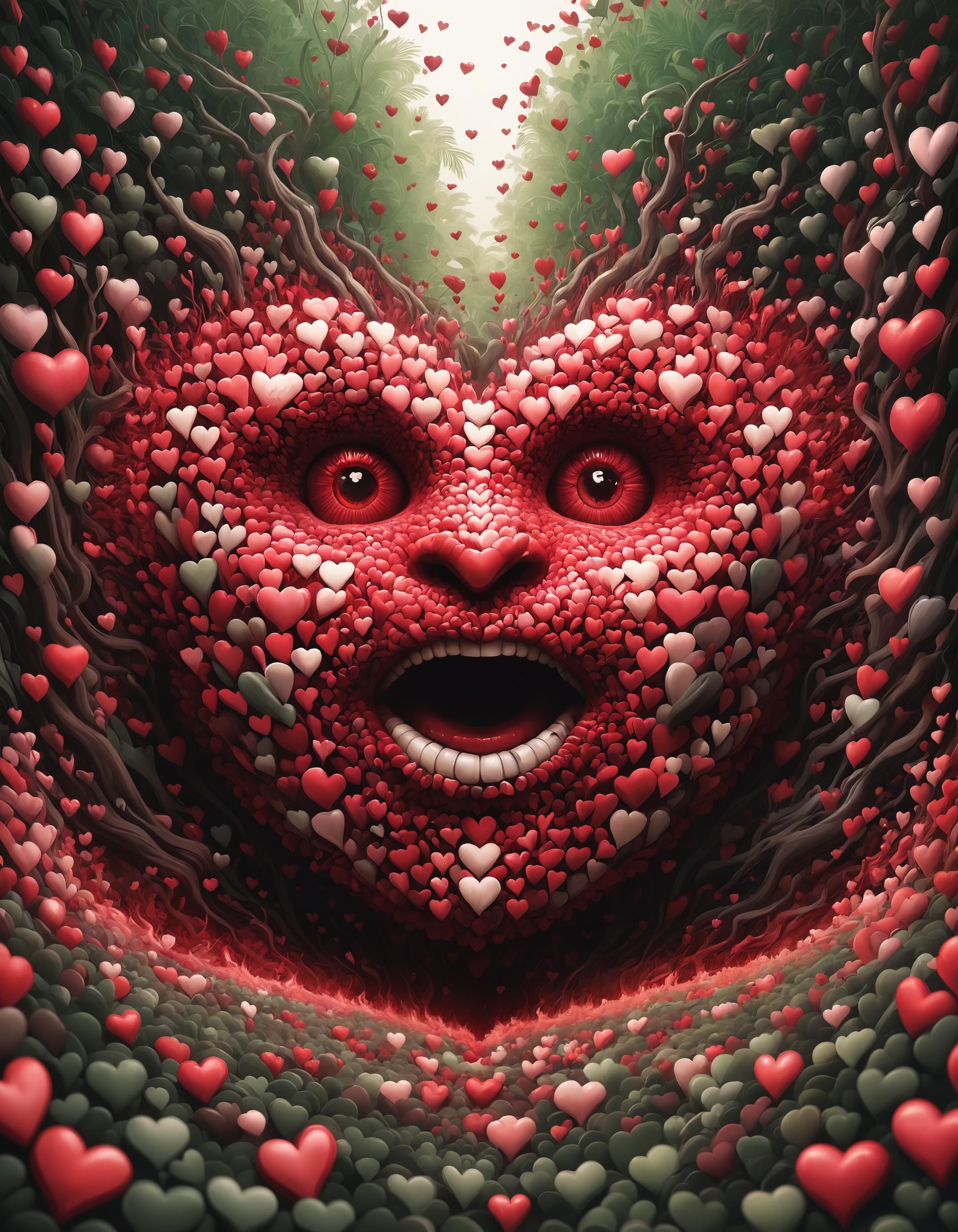 amazing award winning photo of a jungle made out of hearts as zavy-hrtfl