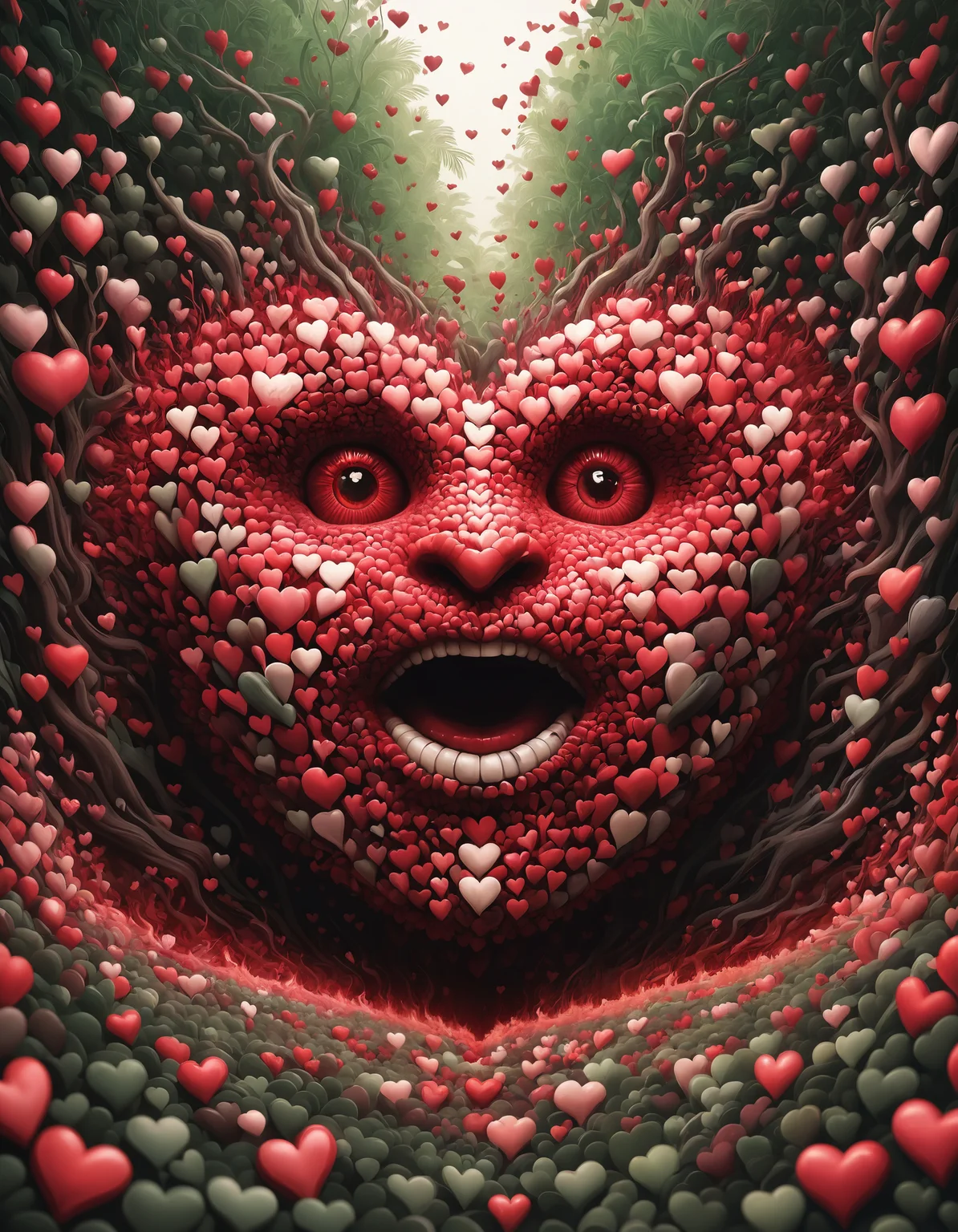 amazing award winning photo of a jungle made out of hearts as zavy-hrtfl