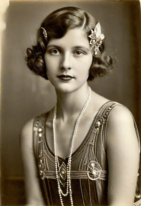 Vintage photo in 1920s of a young woman