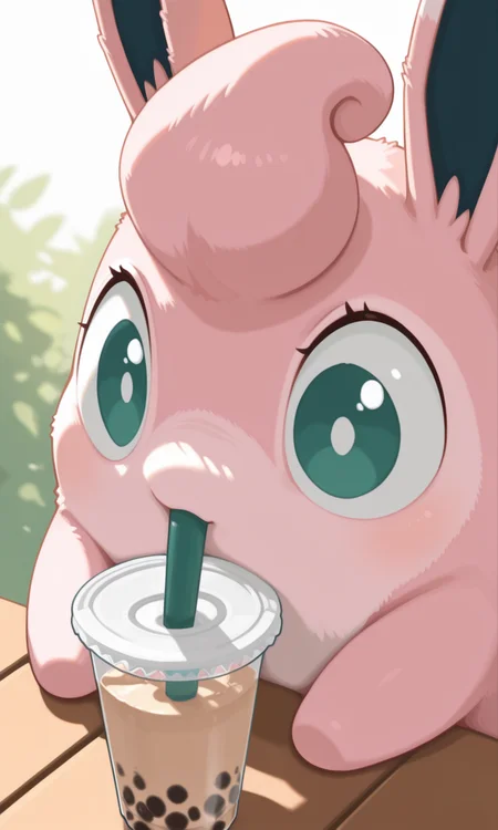embedding:IllusP0s, g00se, wigglytuff_\(pokemon\),animal focus, cute, no humans, close-up, bubble tea, straw, sipping, wide-eyed, intense, effort,<lora:g00se_v2_ill.safetensors:0.9:0.9>