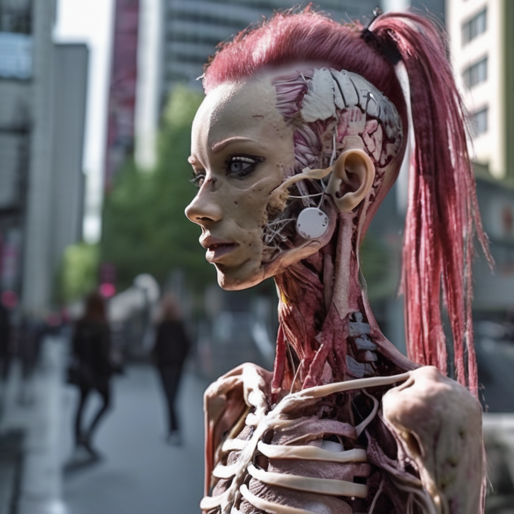 anatomophora punk girl in city, very detailed, cinematic<lora:anatomophora:0.7>